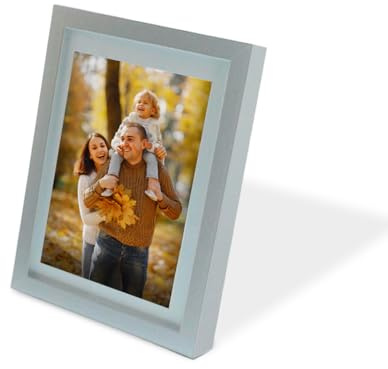 Aktual - Marco de fotos 15x20 cm color Plata hecho de madera MDF - Marcos de Fotos con panel de Cristal - Portafotos muy bonitos ideal para decoración - Contiene paspartú extraíble de cartón