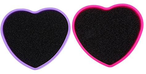 MERRYHAPY 2pcs Cosmetic Brush Cleaner Box Reusable Cleaning Brush Holder Heart Shape Silicone Sponge for Busy Women