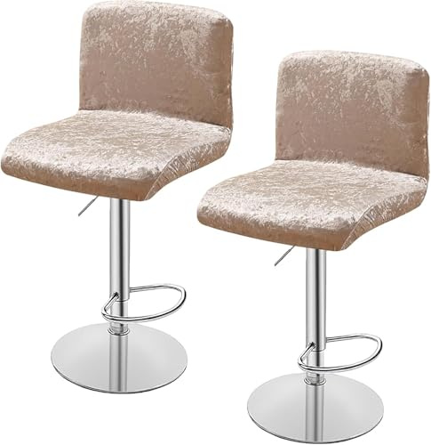 Barhocker-Bezüge aus Samt mit Rückenlehnen, 6er-Set, 4er, 2er-Set, Barhocker-Stuhlhussen, dehnbar, Drehstuhl-Schonbezug für Esszimmer, Hotel, Bankett (Khaki, 4er-Set)