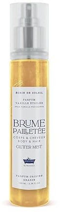 Brume Pailletée Corps & Cheveux - Senteur Vanille Étoilée - Écrin de Soleil - 100ml - Les Petits Bains de Provence - Made in France - Brillance Instantanée et Fraîcheur