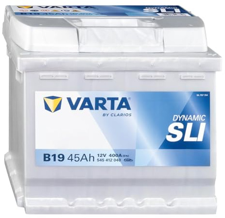 VARTA Automotive DYNAMIC SLI (B19) 12V 45Ah 400A - Nassbatterie KFZ mit Standardausstattung & ohne Start-Stopp System - Starterbatterie für einfachen Energiebedarf - Bleisäurebatterie wartungsfrei | Standardausstattung & ohne Start-Stopp System - Starterbatterie für einfachen Energiebedarf - Bleisäurebatterie wartungsfrei