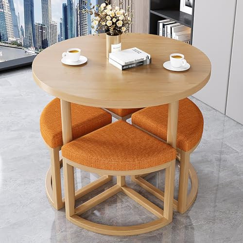 MOffice Konferenztisch und Stuhl Set mit rundem Design, stilvoller Möbel-Beistelltisch inklusive, perfekt für den Empfangsbereich, Slipeinlagen im Lieferumfang enthalten