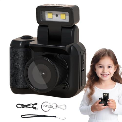 Caméra Vidéo Rétro Mini caméra de Portable Multifonction | Avec Stroboscopique LED Caméra Numérique Pouce Multifonction pour , Vlog, Enregistrement, Garçons, Filles