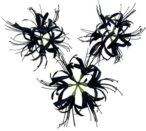 Urier Têtes de fleurs d'araignée artificielles en soie pour travaux manuels, fleurs artificielles pour décoration de gâteau, fête de mariage, anniversaire, décoration d'intérieur (3, noir)