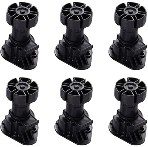 JINKUNYQH 6Pcs Black Cabinet Foot Plastic Height Furniture Cupboard Leg Adjustable Feet for Kitchen Bathroom Cabinet (80mm)