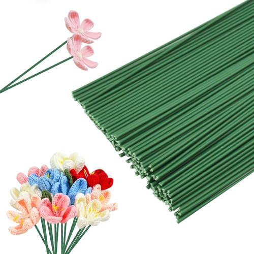 Coriver 120 stycken blomtråd, 30 cm längd, grön tråd för blomsterhandlare, 2 mm grön blomstertråd, blomtråd, hantverk för konstgjorda blommor kransbukett