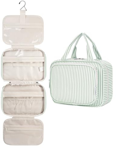 Narwey Hanging Travel Toiletry Bag for Women Toiletries Wash Bag | Well-organized Washbag with Multiple Separate Pockets, Makeup Cosmetic Bag for Travel Size Essentials, Vibrant Patterns, Gift