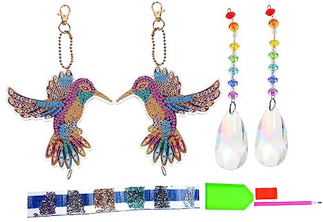 Warmhm 2sätze Diamant-zeichenanhänger Mit Vogelmotiv DIY-Diamant-kunsthandwerksset Hängende -Zeichnung Zubehör Für -kunsthandwerk Einfache Anleitung Für Anfänger Und