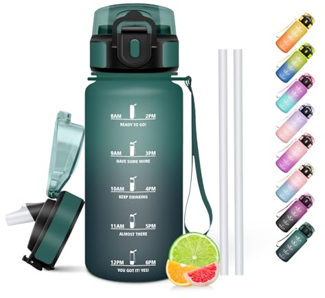 HoneyHolly Botella Agua, 500 ml con Pajita, Cantimplora, Prueba de Fugas, Botella Agua Niños Colegio, Libre de BPA, Water Bottle para Niños, Deporte, Running, Gimnasio, Bicicleta