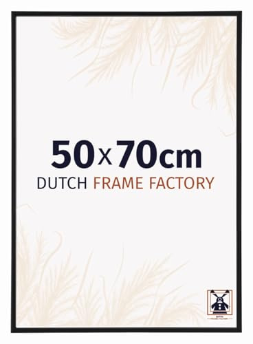 Dutch Frame Factory - Bilderrahmen 50x70 cm Schwarz Matt - Kunststoff | Antireflex-Acrylglas aus Kunststoff, Wandmontage, Geeignet für Fotos, Poster und Puzzles, Angers, Made in Holland
