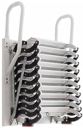 Home Loft Ladder Manual Pull Down Attic Ladder 500kg Load Telescoping Ladder Space Saving Alloy Folding Staircase