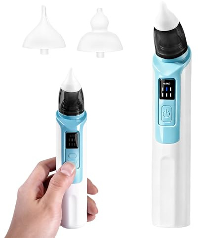 Aspiratore nasale elettrico, detergente nasale per bambini, anti-riflusso ricaricabile, delicato lavaggio del naso, con 6 livelli di aspirazione e 2 consigli in silicone per la cura quotidiana del