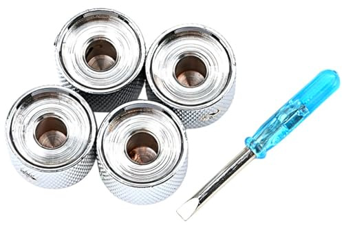 ARTSEWPLY Metall Gitarrenknöpfe 4 Stück Lautstärkeregler für E Gitarre und Bass Verschleißfeste Bass Potiknöpfe mit Klarer Skala Kompatibel für E Bässe