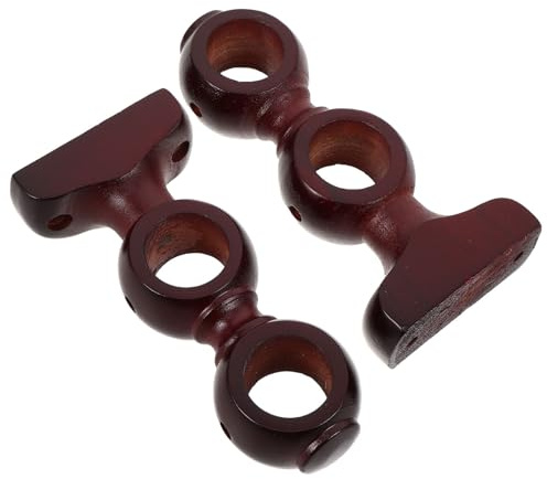 Housoutil 2piezas Soporte de Cortina de Madera para Barra Romana Doble Montaje Pared o Techo Soporte Resistente para Barras para Dormitorios