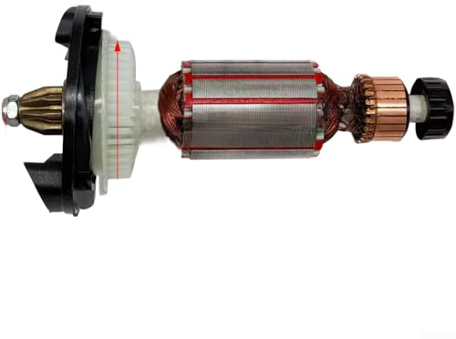 Solaughguy Conjunto de rotor de amoladora angular para modelos de 6 a 100 - Núcleo de cobre, diseño de dientes rectos, incluye 2 escobillas de carbono, 154,5 mm de longitud, 417 g de peso, resistente