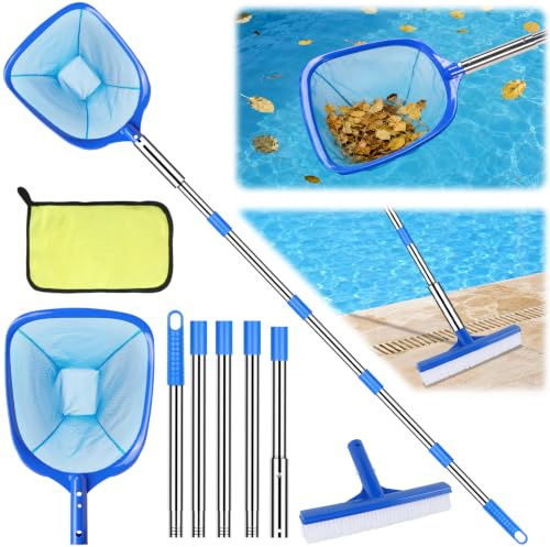 Swimming Pool Skimmer Net with Large Brush, Swimming Pool Cleaning Tool Kit