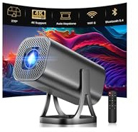 Mini proyector HD 1080P 4K compatible con proyectores inteligentes Auto Keystone & Focus 22000 lúmenes 260 ANSI Bightness WIFI 6 Bluetooth Home Theatre 508 cm 270° Soporte giratorio para juegos