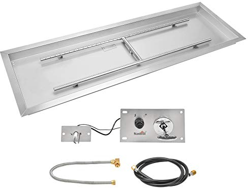 Stanbroil Foyer rectangulaire de 76,2 x 25,4 cm avec brûleur en forme de H, kit de foyer en acier inoxydable pour extérieur, version gaz naturel, 125 000 BTU max