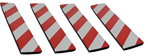 SNS SAFETY LTD Protectoras Paragolpes de Pared Parking, Autoadhesivas, en Goma Espuma, para Aparcamientos y Garajes, 44x10x1,5 cm, 4 Piezas (Rojo Blanco)
