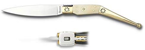 Navaja ARTESANIA CATALANA Hueso 8,2 cm para Caza, Pesca, Camping, Outdoor, Supervivencia y Bushcraft Albainox 01638 + Portabotellas de regalo