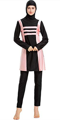 Muslimischer Badeanzug Neu Muslimische Bademode Burkini für Damen Frauen Mädchen Hijab Vollverkleidete Islamische Schwimmanzug UV Schutz Bescheiden Muslim Swimwear (Schwarz, L)