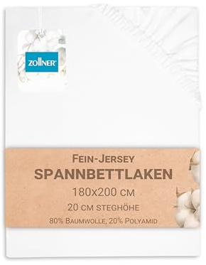 ZOLLNER Spannbettlaken in 180x200 cm - mit eingearbeitetem Gummibund - Mischgewebe - Made in Europe – waschbar bis 95°C - Hotelqualität - Oeko Tex® Zertifiziert
