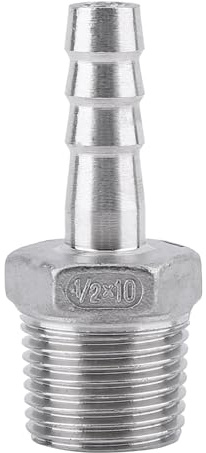 Conector de Lengüeta SS304 Acero Inoxidable Lengüeta de Manguera Conector de de Manguera de Conexión de Tubería de Rosca Macho BSP (1/2 * 10mm)