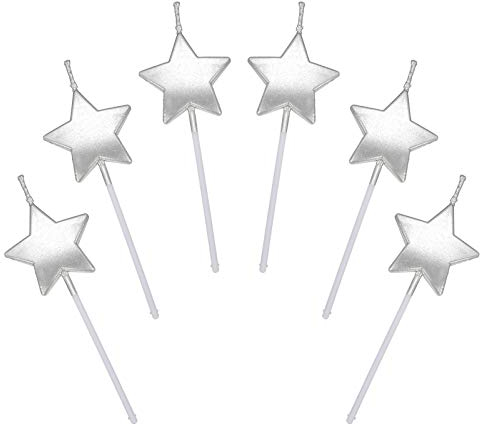 Star Birthday Candles,6 Pcs Metallic Cake Candles for Birthday Wedding Party Cupcakes Topper Decorations,Silver