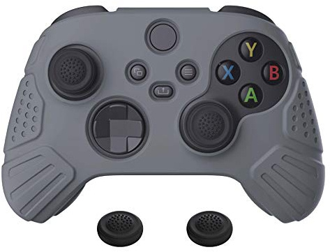 eXtremeRate PlayVital Guardian Edition Gray Ergonomic Soft Anti-slip Controller Silicone Case Cover, Rubber Protector Skins with Black Joystick Caps for Xbox Series S and Xbox Series X Controller