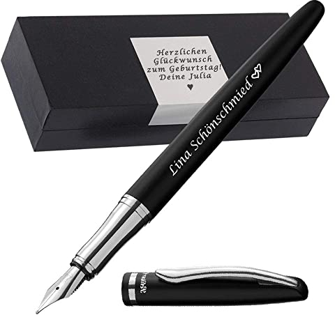 Pelikan Füller mit Gravur als Geschenk & Symbol mit Gravur auf Geschenkverpackung Füllhalter Jazz Elegance Schwarz FS PS62