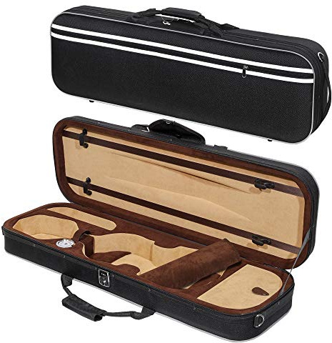 MI&VI NF-5001 Super Lightweight 3.3lb Violin Travel Case (3/4 Size) With Reflective Safety Strips | Hygrometer | Adjustable Shoulder Straps | Hard-Shell | High-Density Foam - MIVI Music