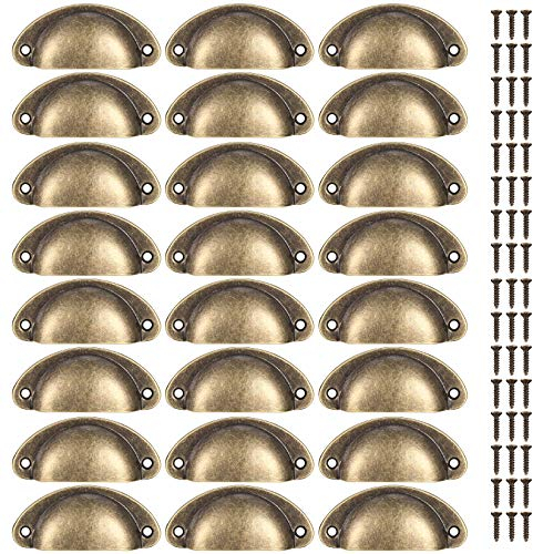 Does not apply Lot de 24 poignées Shell Cup - Semi Circle Drawer - Poignées de cuisine en métal - Poignées de placard - Boutons de meubles rétro avec vis