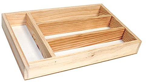 Acan - Cubertero de Madera Rectangular, 32 x 22 cm, 4 Compartimentos, Organiza tus Cubiertos en la Cocina