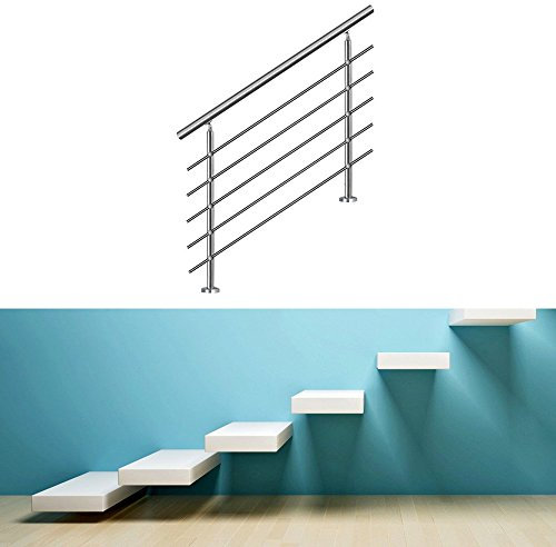 EINFEBEN Geländer Set in aus mit Edelstahlrohren - Edelstahl Treppengeländer Länge 100 cm 5 Querstreben Terrassengeländer - Innen- und Außenbereich edelstahl geländer bausatz