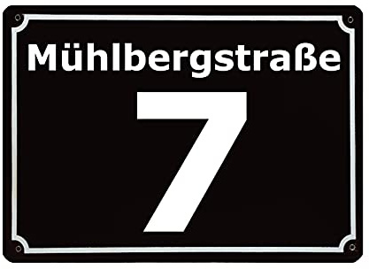 CGFN Personalisierte Schwarze Hausnummer, Hausnummernschild mit Straßennamen, hausnummernschilder edelstahl - Anpassbare Hausnummer mit Straßenname - 20x15 cm, für Zaun, Gartentor, Tür (Schwarz)