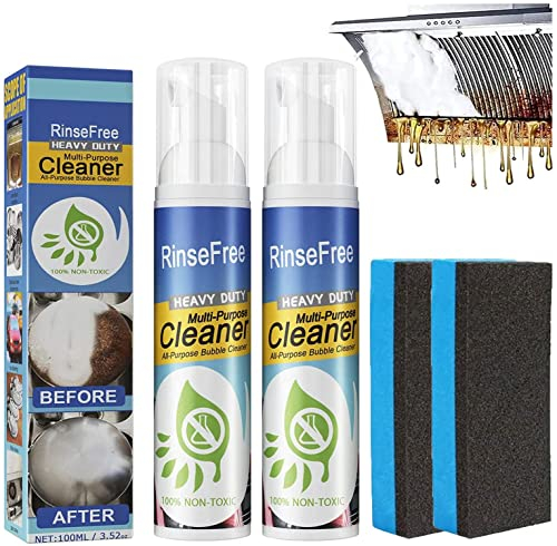 2022 New Powerful Stain Removing Foam Cleaner, Kitchen Grease Cleaner Foam Spray, Multipurpose Foam Cleaner Spray for Car and House, All Purpose Bubble Cleaner Kitchen Deep Cleaning Spray (100ml-2Pcs)