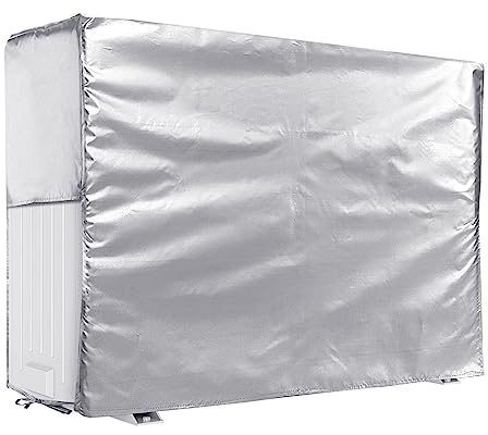 DirkFigge Housse Climatiseur Extérieur, Housse Pompe a Chaleur, Couvercle de Moteur de Climatiseur Universel, Couvercle de Climatiseur Extérieur étanche, Anti-neige, Anti-poussière, 3P, 96*68*36cm
