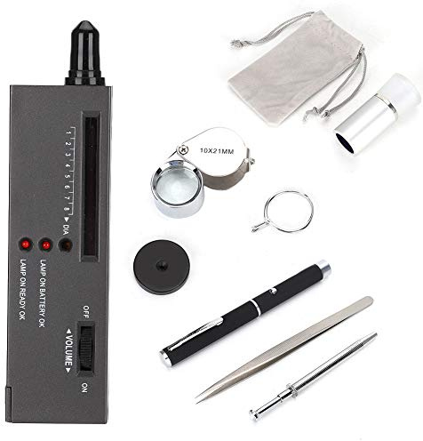 Diamant Tester, Elektronischer Diamantprüfer Stift mit 10-facher Lupe und Pinzette für Edelsteine Saphir Rubin Kristall
