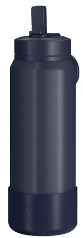 Hydrapeak 26oz Sport Insulated Water Bottle with Straw or Chug Lid, Leak & Spill Proof, Keeps Drinks Cold for 24 Hours, Hot for 12 Hours, Premium Stainless Steel Water Bottles (26oz, Navy)