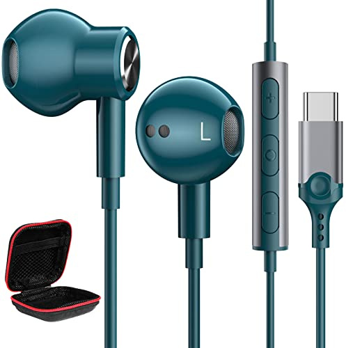 USB C Kopfhörer für iPhone 17 16 Pro Max Samsung S25 A56 A54 A36 A17 S23 FE Ultra,In Ear Kopfhörer USB C Anschluss Magnetische USBC Headset mit Mikrofon Typ C Kopfhörer für Pixel 9 Pro XL CMF Phone 1