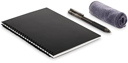 Wiederverwendbares DIN A5 Notizbuch Notebook mit Löschbarem Stift, Nachhaltiger und Umweltfreundlicher Spiralblock mit Stift und Mikrofasertuch - Papier immer wieder verwenden