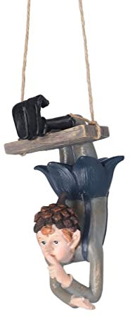 Estatua de Jardín de Elfo Colgante, Figuras de Animales de Jardín de Columpio de Resina Estatua de Jardín de Elfo Invertido Al Revés Figura de Hada del Bosque de Columpio Lindo