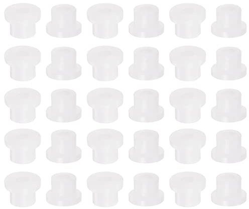 sourcing map 30pcs Flanged Sleeve Bearings 2mm Bore 4.4mm OD 4.1mm Length Nylon Bushings for Shaft, White