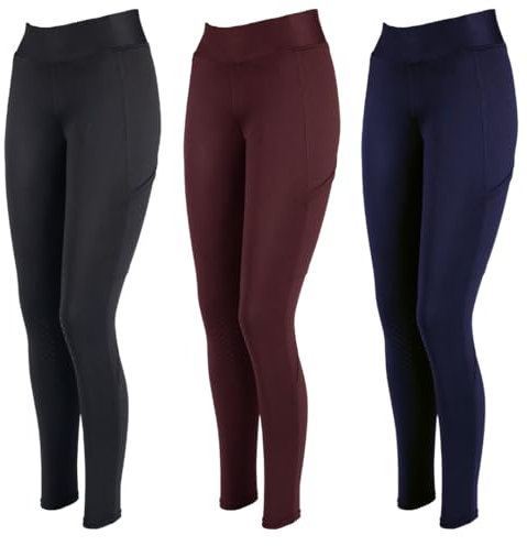 PFIFF 103100 Reitleggings Selina Damen, mit Handytasche, Bordeaux 36