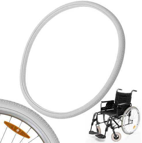 CLISPEED Non Scratch Vollgummireifen Rollstuhl Reifen 24x1 3/8 | Rollstuhlhinterreifen Kompatibel mit Rollstuhlreifen Vollgummi 24x1 3/8, Grau Ersatzräder für Rollator Rollstuhl Ersatzteile
