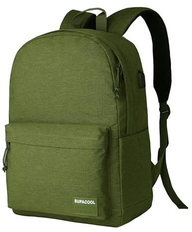 SUPACOOL Leichter Casual Laptop Rucksack mit Laptop Fach 15,6 Zoll für Männer und Frauen, Rucksack für College(Olive)