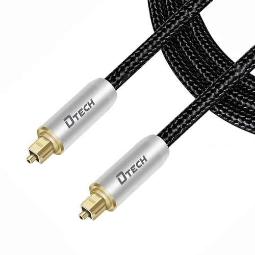 DTECH Digital Optical Audio Cable Toslink for TV Soundbar Receiver Home Theater Surround Sound System Stereo Speaker Copper Shell, Braided Jacket, Black (1m)