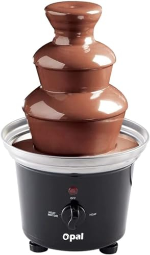 Opal Juego de fondue de fuente de chocolate de acero inoxidable de gran tamaño, 0.5L, 90W, máquina eléctrica de 3 niveles con base de olla de fusión en caliente (OCF17)