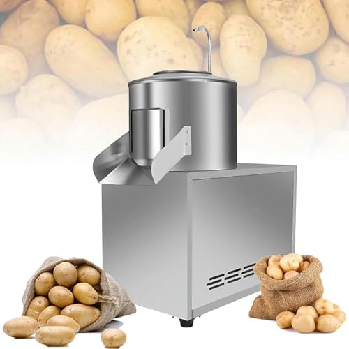 HEIMAI Pelapatate Elettrico Commerciale da 1100 W, Elettrico per Cucina E Uso Commerciale, Lavapatate Automatico, Corpo Interamente in Acciaio per Peeling di Patate Dolci Taro Zenzero 240 kg/H