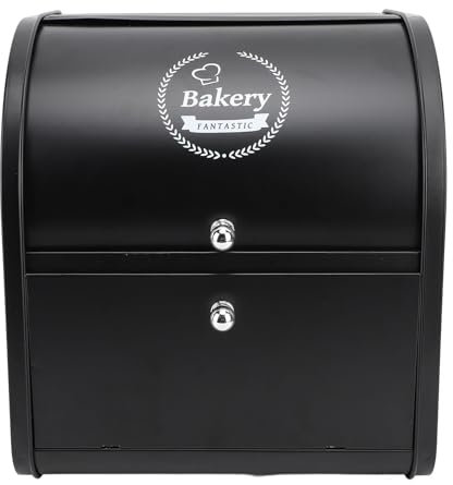 Pssopp Scatola del Pane a Doppio Strato, Contenitore per Pane in Metallo Multifunzionale (Flip Top Doppio Strato Nero)